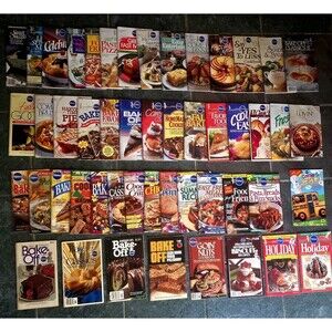 Lot of 50 (1970-2000) Pillsbury Cook book Magazines Bake-Off, Holiday, Recipes.